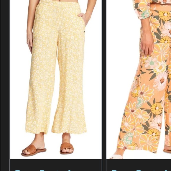 Roxy Floral Yellow Wide-Leg Pants XL - Picture 5 of 5